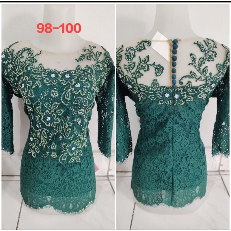 Jual Kebaya Jadi Semiprancis Berpayet Depan Belakang Berpuring Warna Hijau Turkish Shopee 