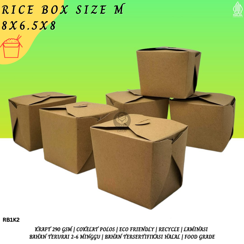 Jual Rice Box Paper Size M Dus makanan Take away Food Pail (RB1K2 ...