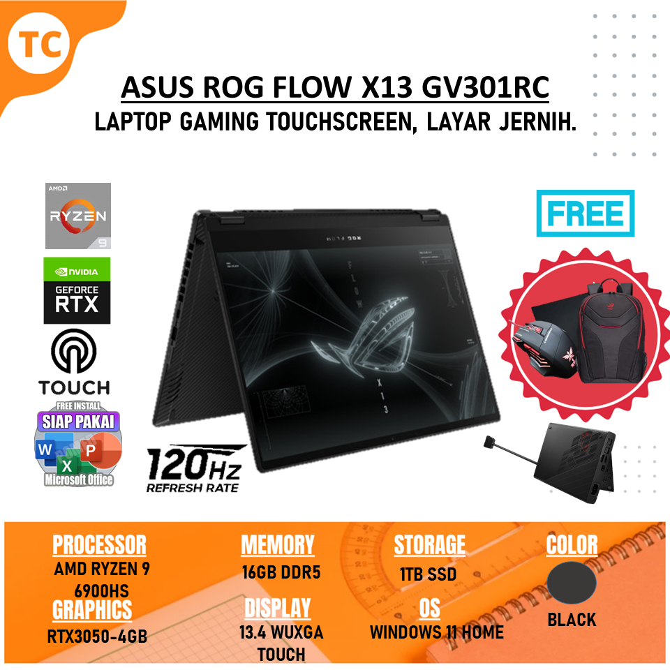 Jual Laptop Gaming Asus Rog Flow X13 Gv301rc Amd Ryzen 9 6900hs 16gb 1tb Ssd Rtx3050 4gb Wuxga 9589