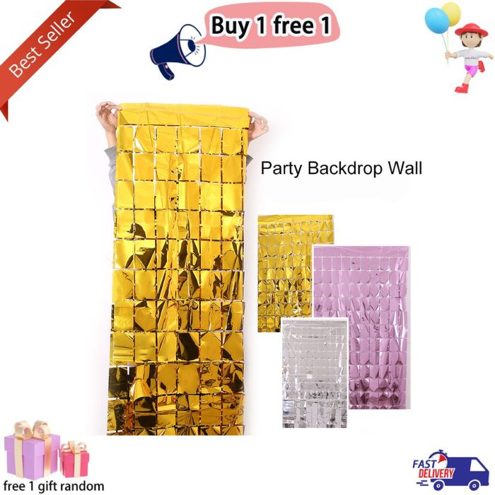 Jual Tirai Foil Kotak Metalik Backdrop Ulang Tahun Warna Warni Shopee