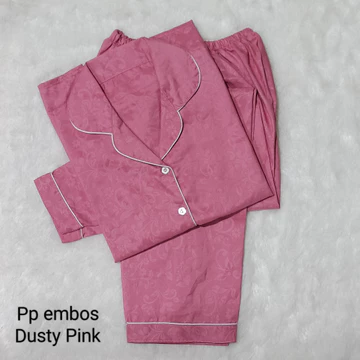 Bj Piyama Pp Satin Embos Wanita Baju Tidur Lengan Panjang