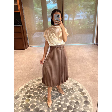 HNGK Signature Midi Skirt Rok Plisket Payung Mayung Midi Tanggung 7 8 Pleated Premium Wanita R04