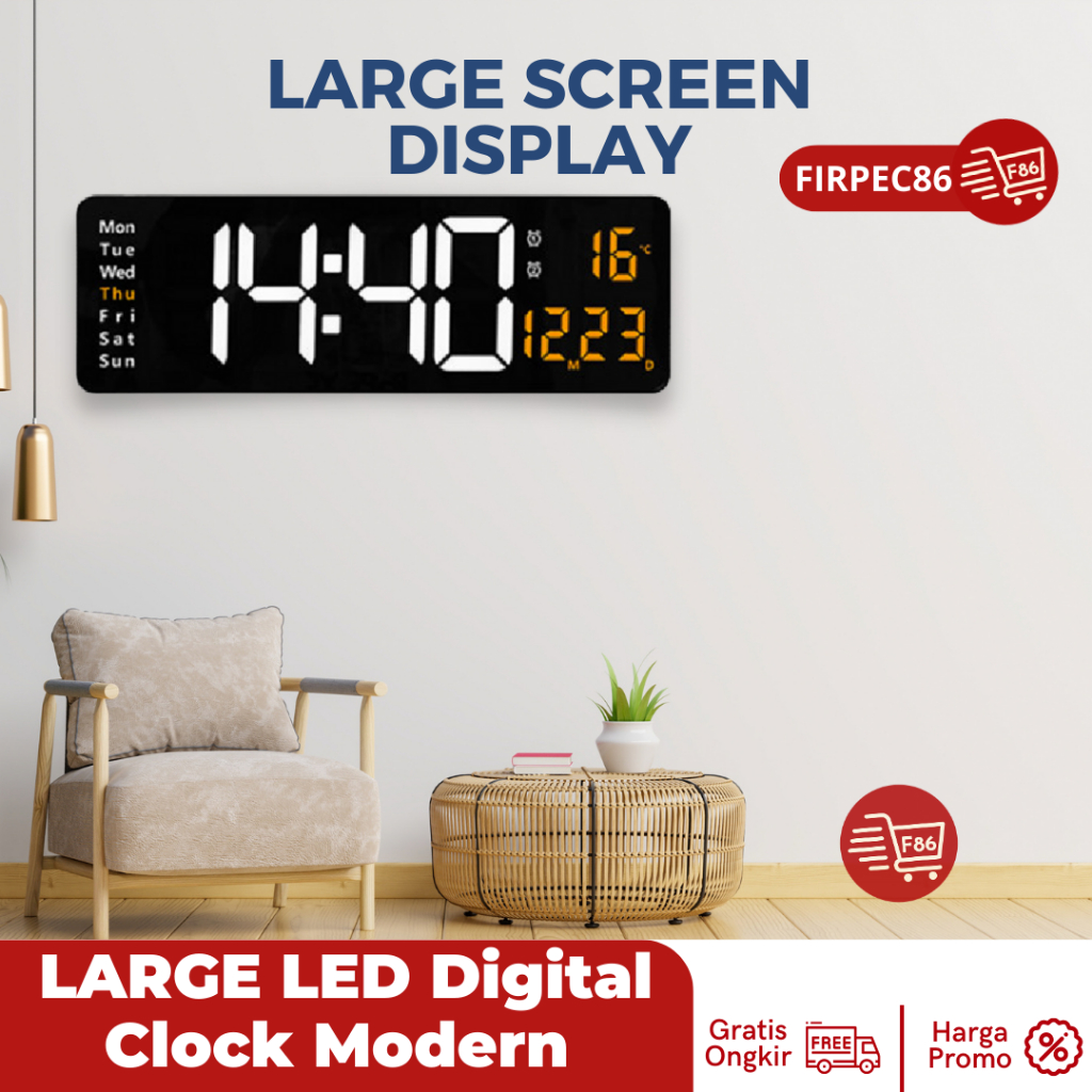 Jual Jam Timer Digital Jam Dinding Countdown Stopwatch 39 x 13 cm dan ...