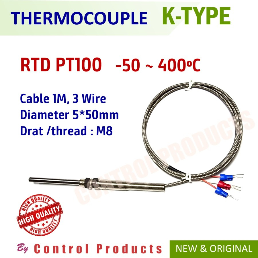 Jual RTD PT-100 PT100 Probe Temperature Thermal Sensor Suhu 3 Wire ...