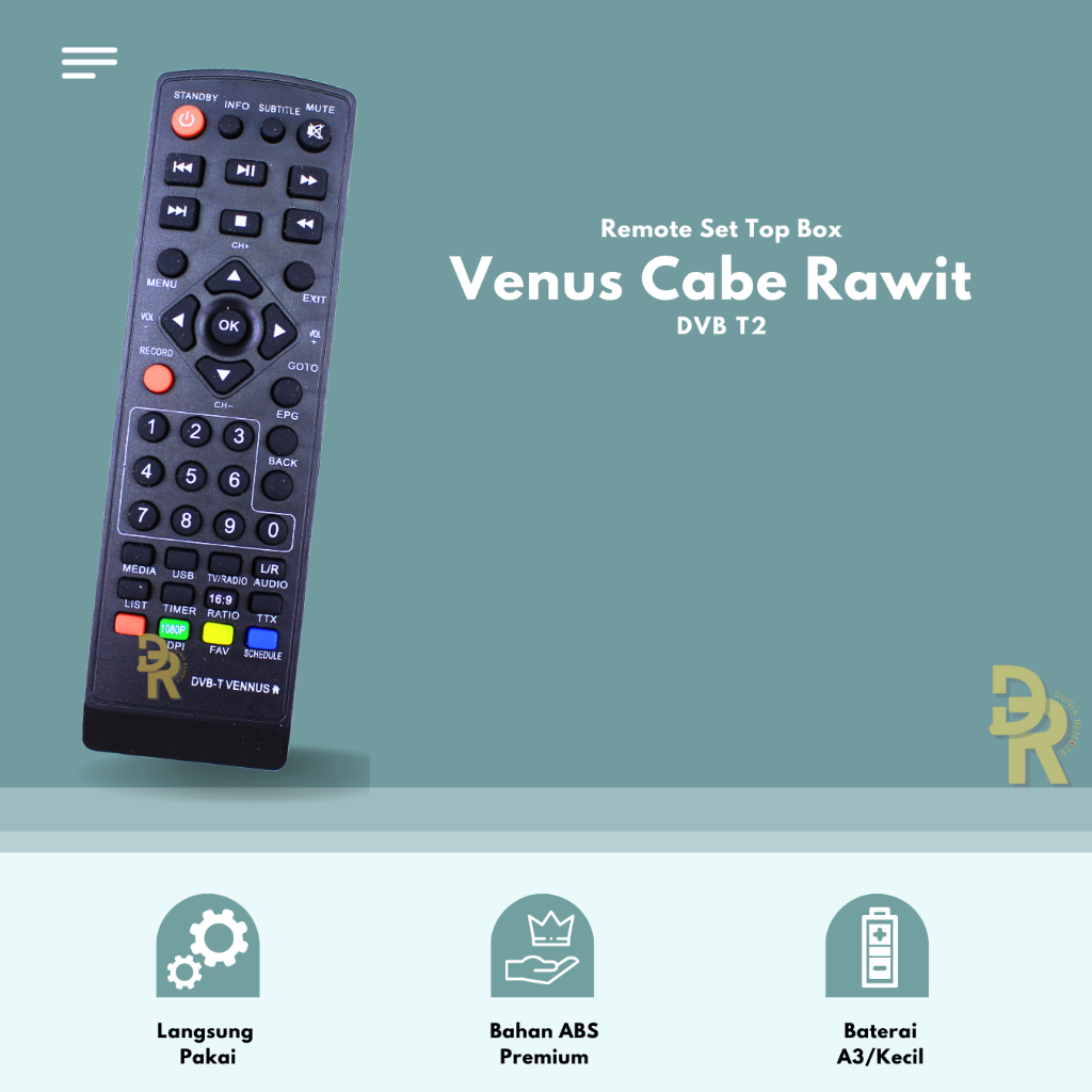 Jual Remot Remote Set Top Box DvbT2 Venus Cabe Rawit DVB T2 MPEG4