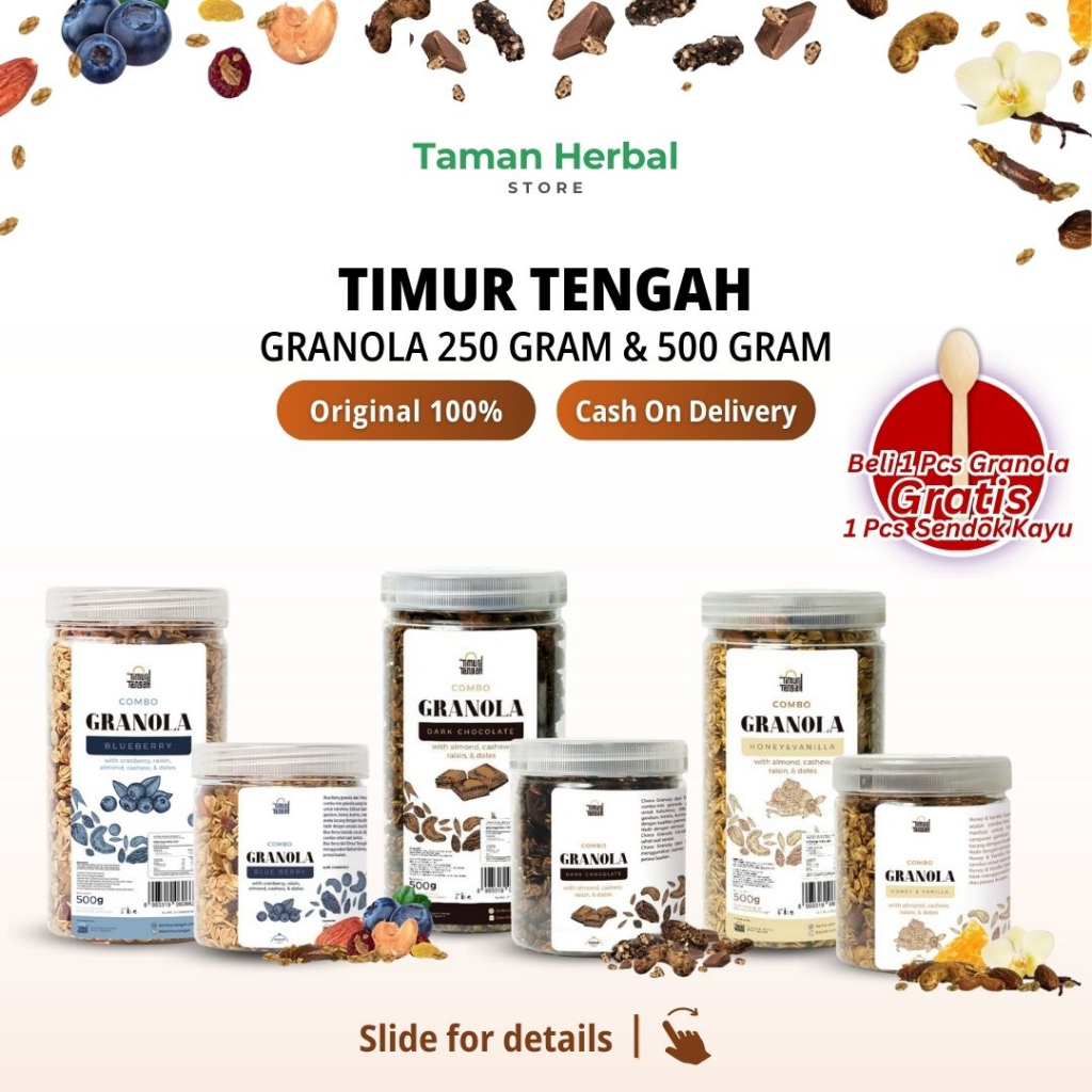 Jual Timur Tengah Granola 500 Gram And 250 Gram Sereal Oat Makanan Sehat Original Free Sendok 