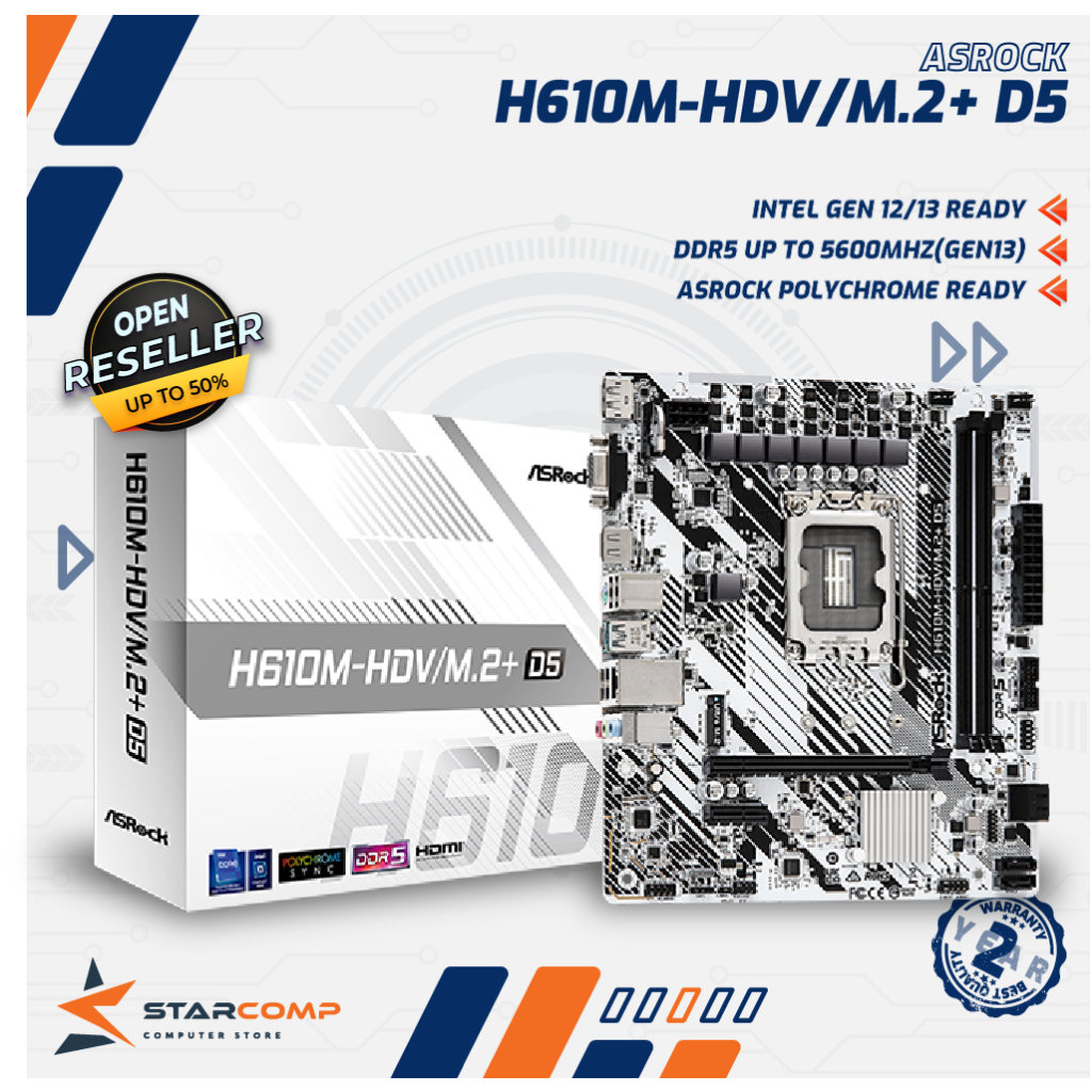 Jual Asrock H610m Hdv M 2 D5 Mobo Intel H 610 M Lga 1700 Ddr5 Micro Atx Shopee Indonesia