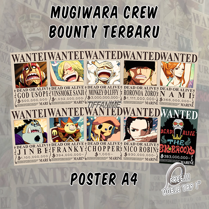 Jual Poster bounty One Piece bounty Mugiwara crew terbaru bounty