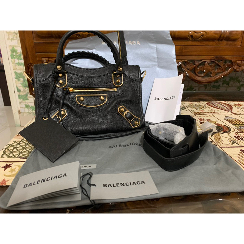 NEW Balenciaga mini city black ghw edge