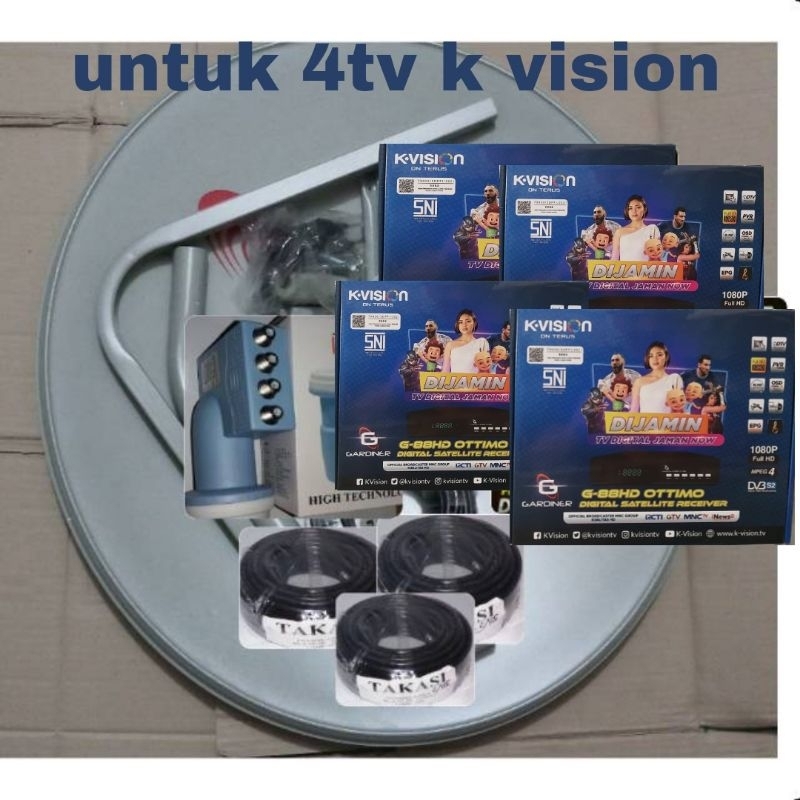 Jual ANTENA PARABOLA 60CM KVISION LENGKAP RECEIVER GARDINER OTTIMO UNTUK 4TV Shopee Indonesia