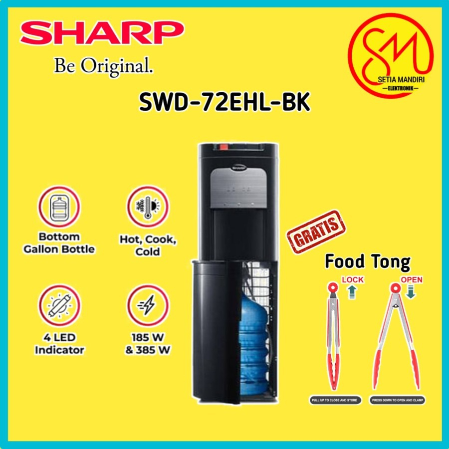 Jual SHARP 72EHL Dispenser Air Galon Bawah with Child Lock SWD72EHLBK