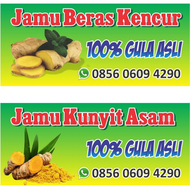 Jual sticker jamu, banner jamu, costum, kunyit, beras kencur Shopee