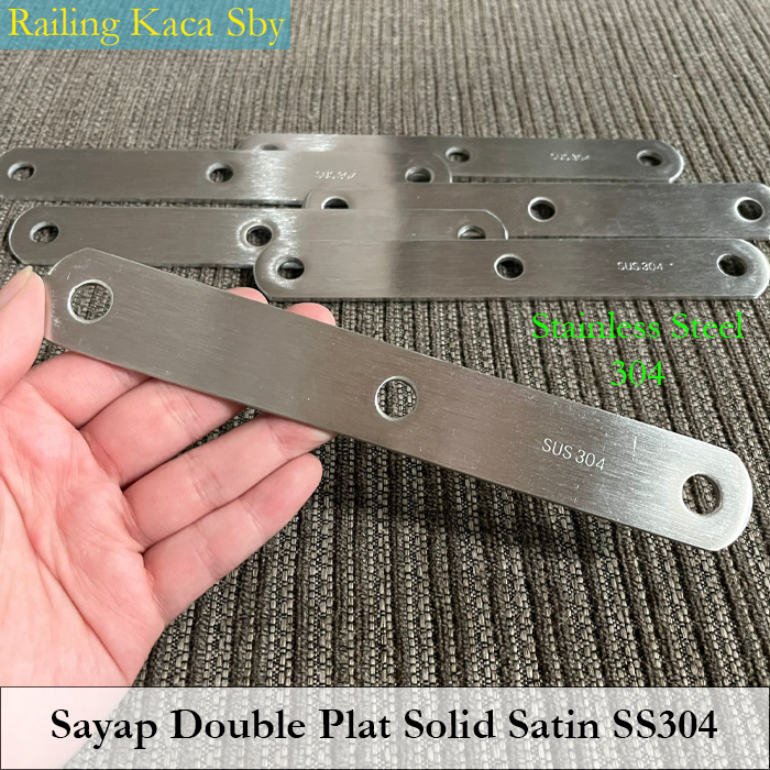 Jual SAYAP PLAT DOUBLE SATIN KUPINGAN KACA TIANG RAILING SOLID SUS304 ...