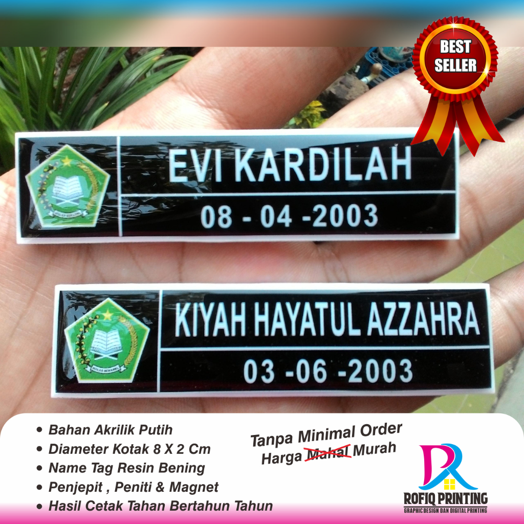 Jual Name Tag Akrilik Papan Nama Dada Name Tag Resin Name Tag