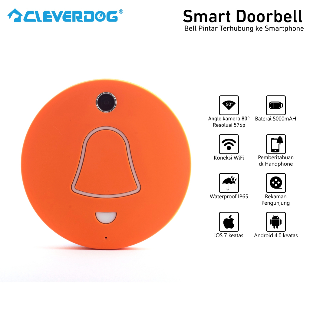 Jual Bell Pintu Clever Dog Smart Doorbell dengan Kamera dan terhubung