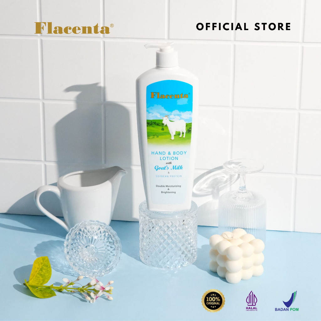 Jual FLACENTA Hand Body Lotion Pump 500ml Goat's Milk Halal Whitening/Losion Pemutih Badan