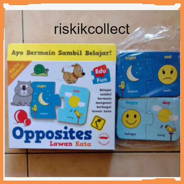 Jual Kartu Pembelajaran Anak Edukasi Lawan Kata Model Puzzle | Shopee ...