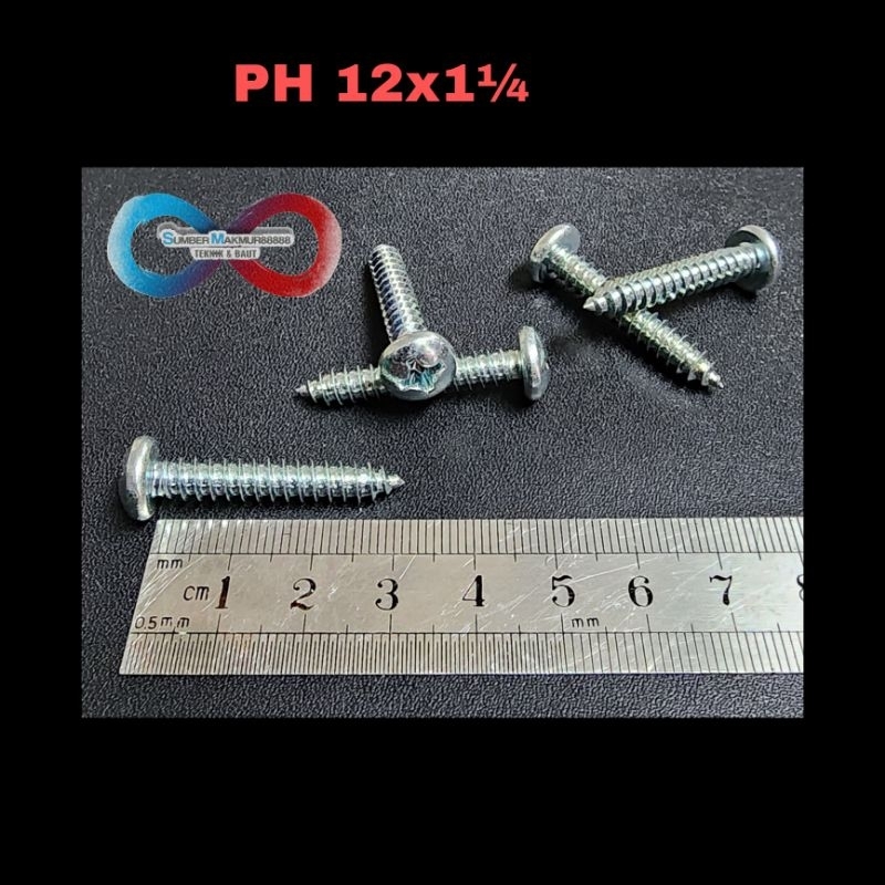 Jual skrup tapping screws (PH) 12x1 1/4 inch per 100pcs | Shopee Indonesia