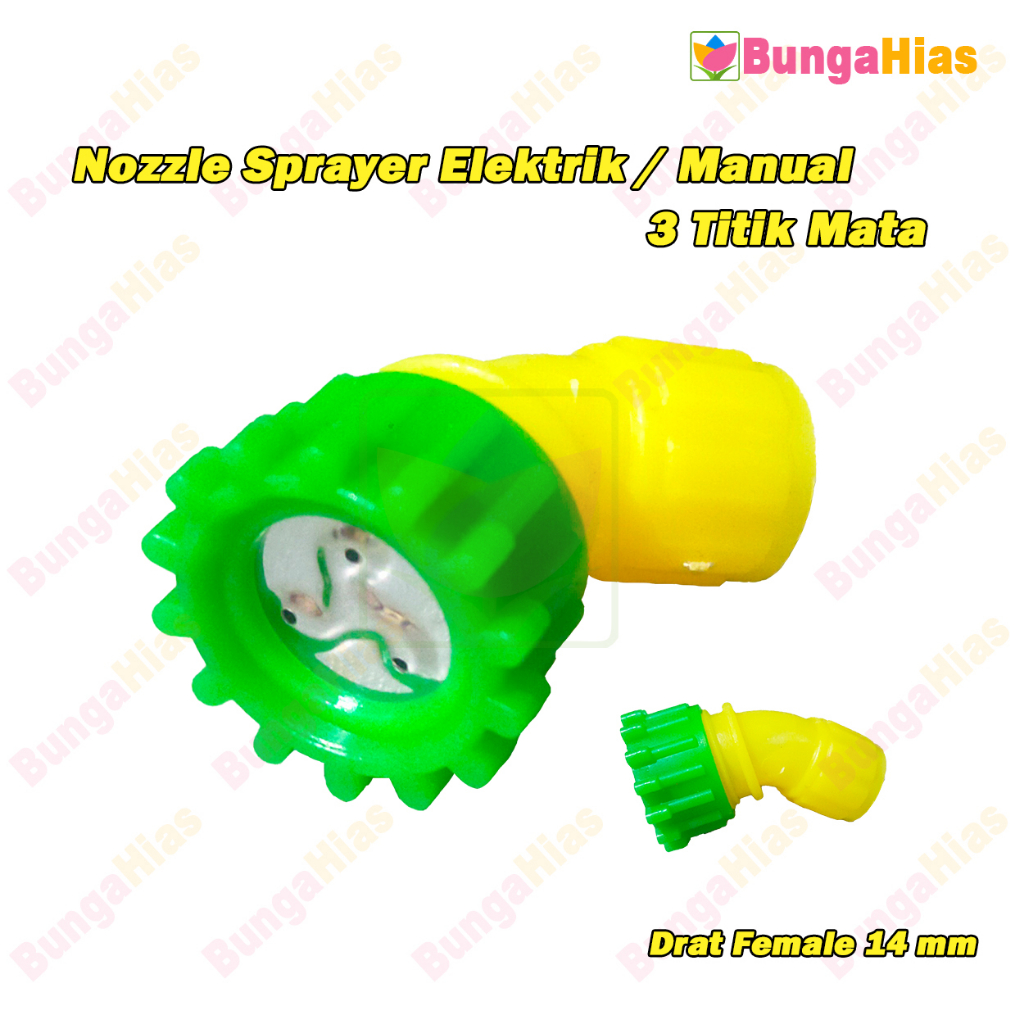 Jual Nozzle Sprayer 3 Titik Mata Kepala Sprayer Manual Elektrik Elbow ...