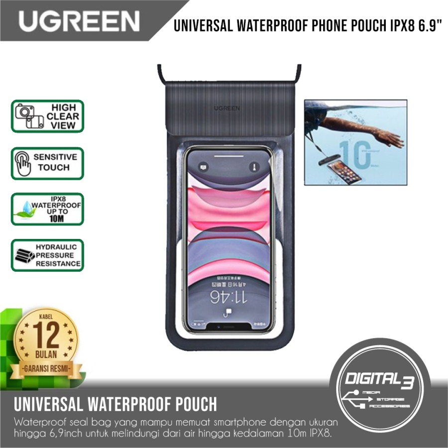Jual Ugreen Waterproof Case Pouch Hp Phone Holder Bag Anti Air 69 Ipx8 Shopee Indonesia 