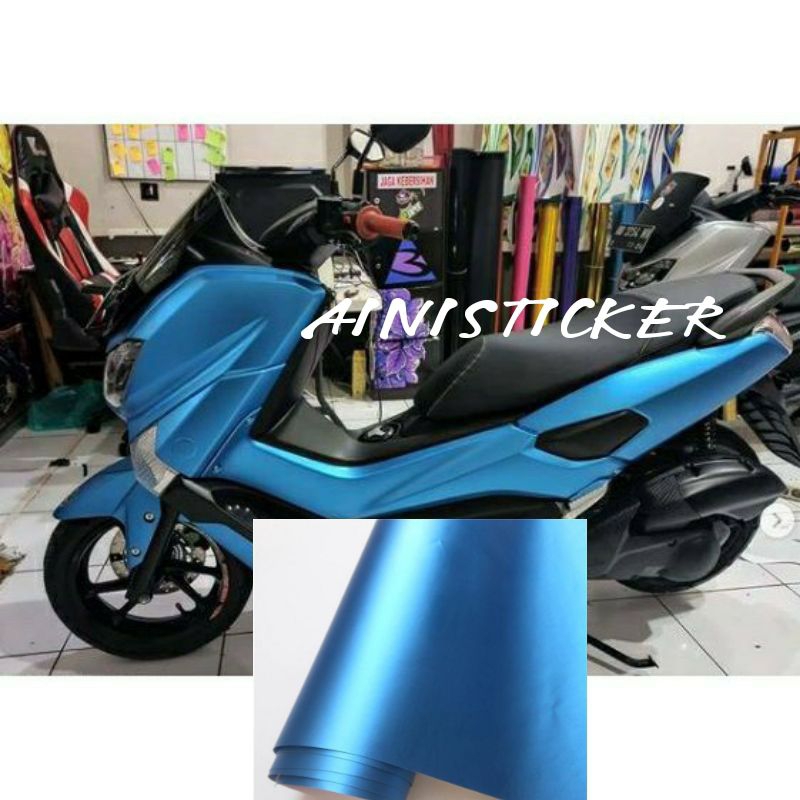 Jual Stiker Skotlet Biru Muda Satin Sticker Biru Doff Scotlet Motor