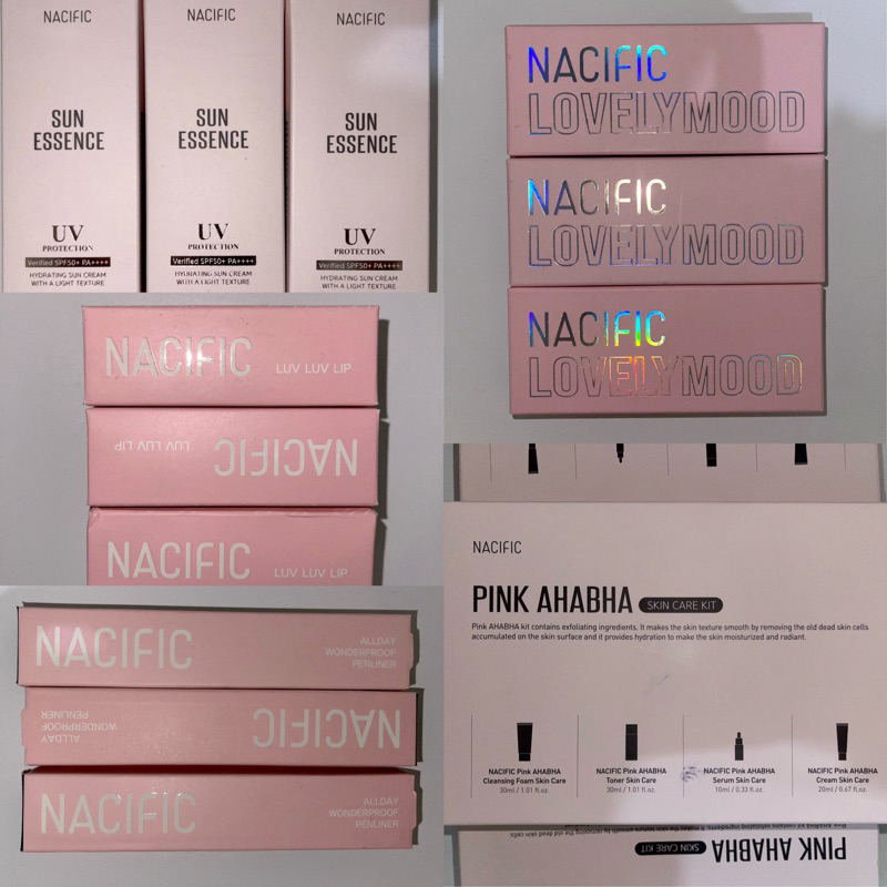 Jual nacific x stray kids eye palette pink aha bha kit sun essence ...