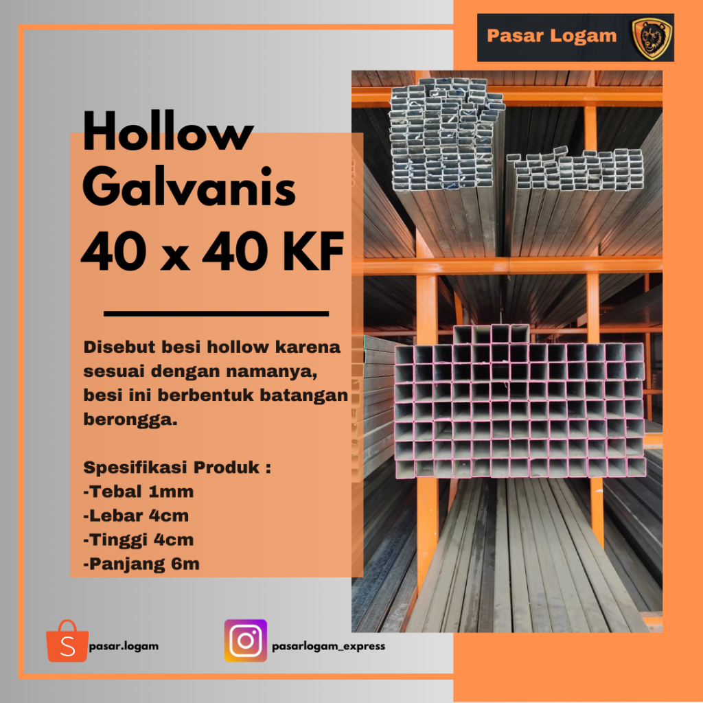 Jual Hollow Galvanis 40 X 40 X 1mm | Shopee Indonesia