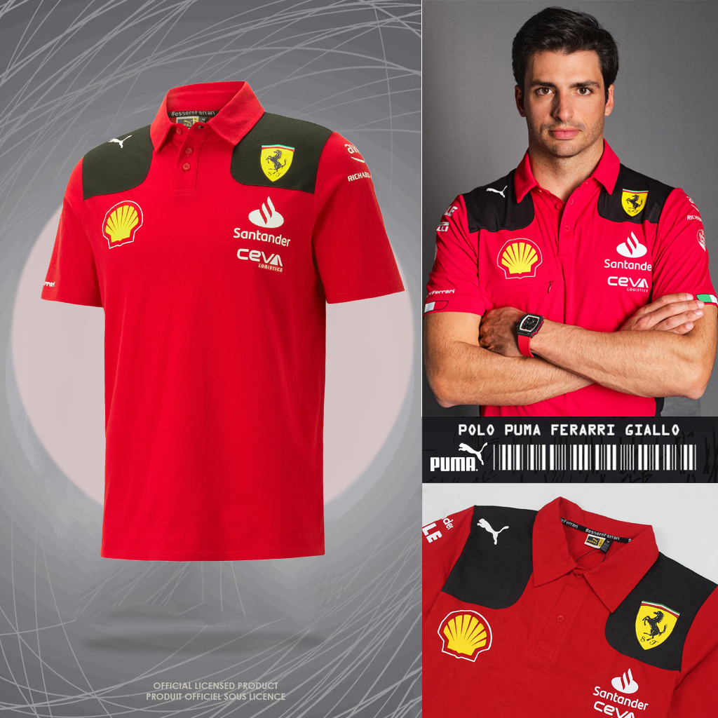 Jual KAOS POLO SHIRT FERRARI RACING TEAM F1 2023 GIALLO KAOS POLO PRIA