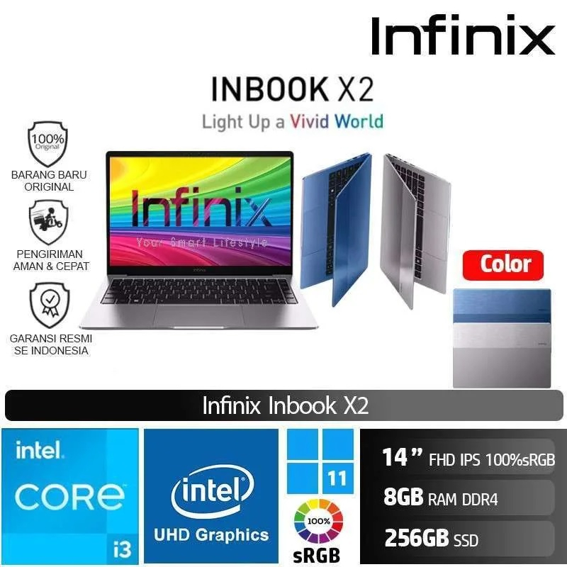 Jual Laptop Infinix InBook X2 Core i3-1115G4 8GB SSD 256G 14