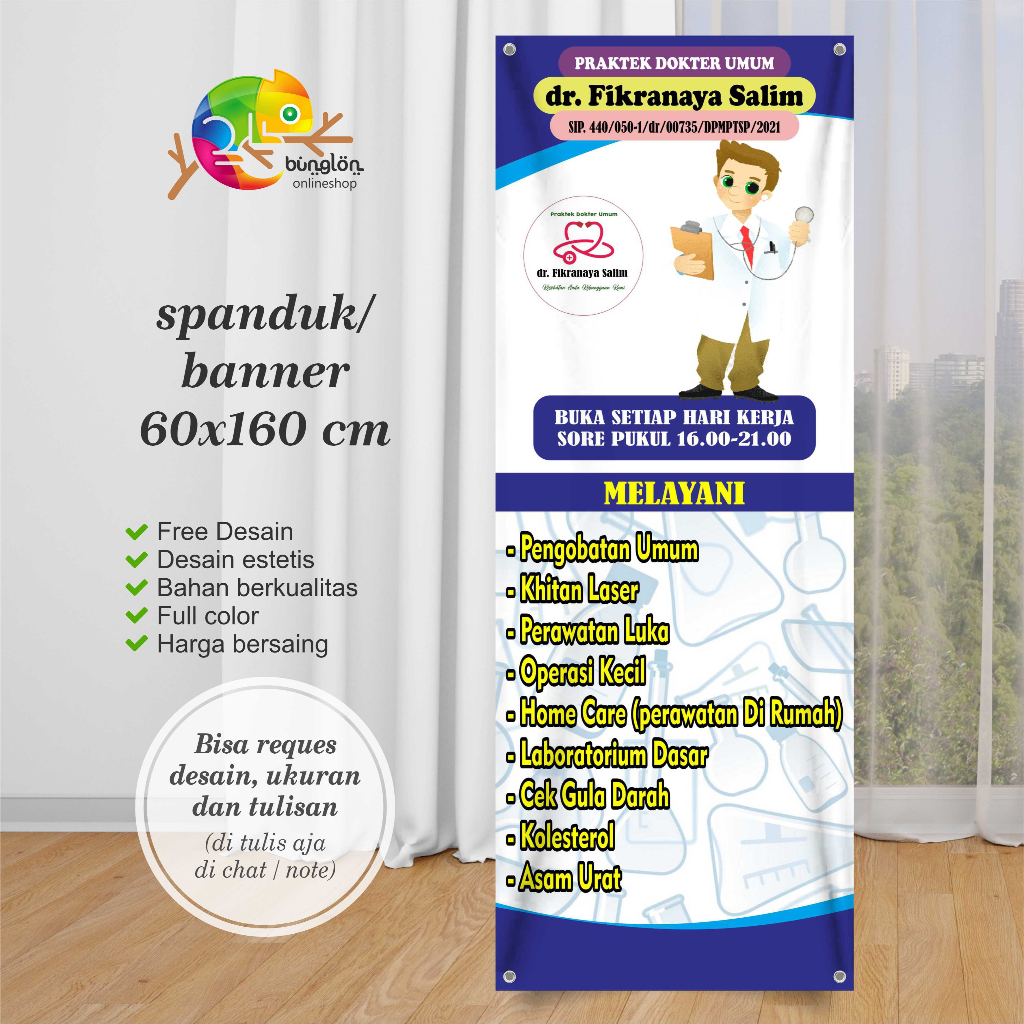 Jual 60x160 Spanduk Banner Praktek Dokter Praktek Bidan Custom Shopee Indonesia 0917