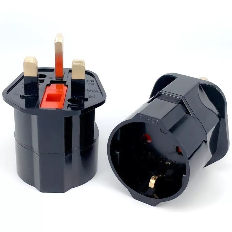 Jual Adapter Converter Schuko EU 2 PIN TO UK 3 Plug Untuk Traveling ...