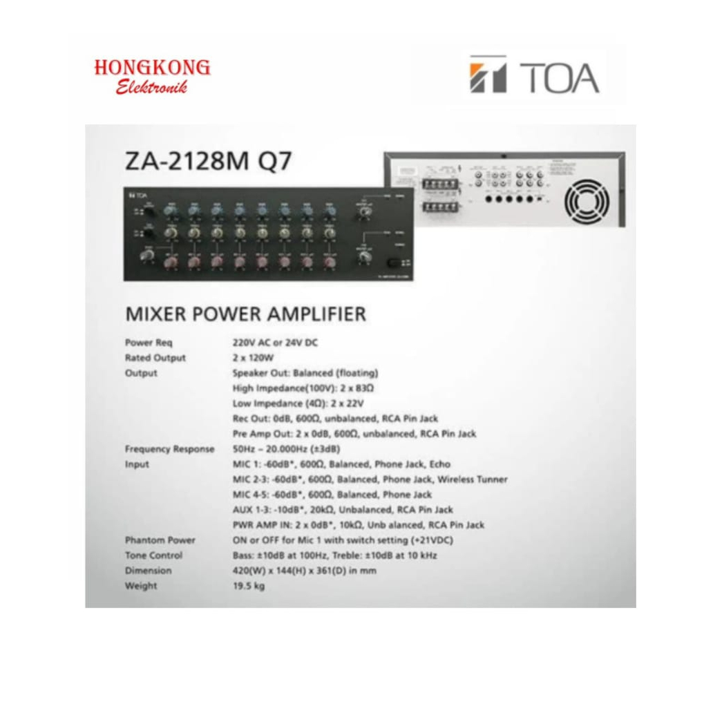 Jual Power Mixing Amplifier Toa Za-2128M Q7 / Ampli Toa Za 2128M / Toa ...