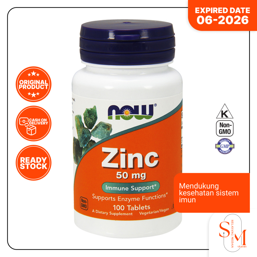 Jual Vitamin Zinc Gluconate 50 mg Now 100 Tablet Pengobatan Jerawat