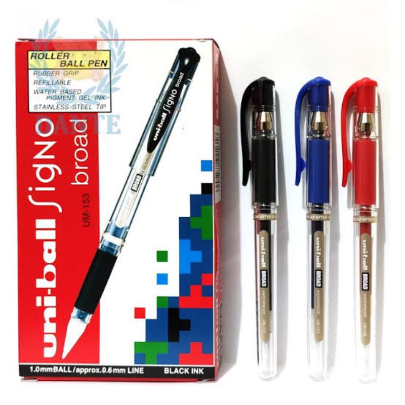 10Pcs Uni-Ball Signo UM-153 1.0mm Broad Gel Ink RollerBall Pen