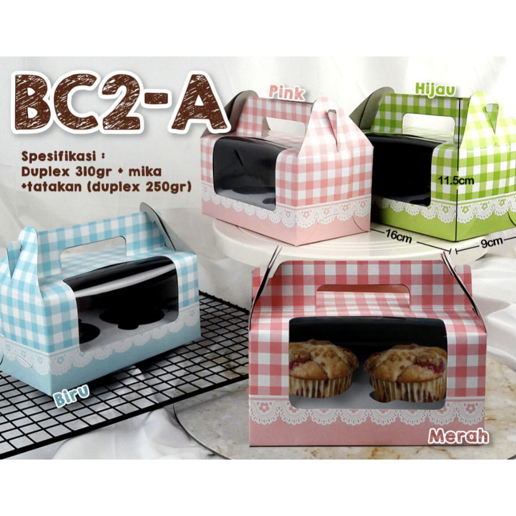 Jual Box Cupcake Motif Isi 2 + Gagang | Kemasan Dus Gable Muffin ...