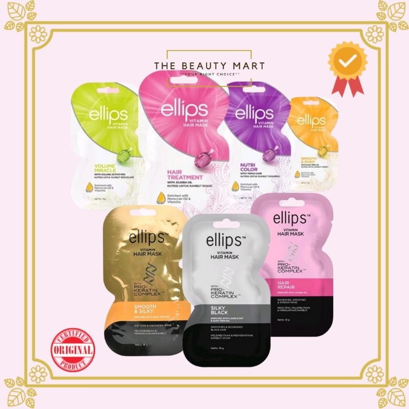 Jual ELLIPS Vitamin Hair Mask Sachet 20g | With Pro Keratin Sachet 18g ...