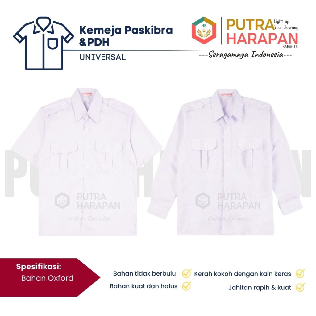 Jual Seragam baju paskibra tangan pendek dan tangan panjang laki-laki