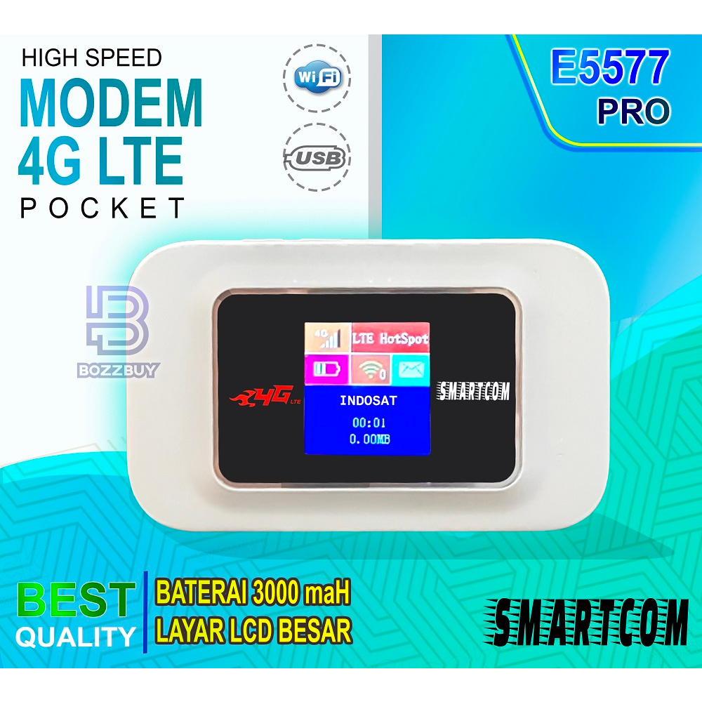 SMARTCOM - Modem Mifi Wifi 4G SMARTCOM E5577 PRO Unlock All Operator Baterai 3000mAh