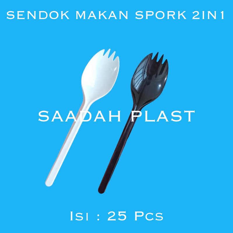 Jual Isi 25 Sendok Spork 2in1 Hitam And Putih Sendok Garpu Plastik