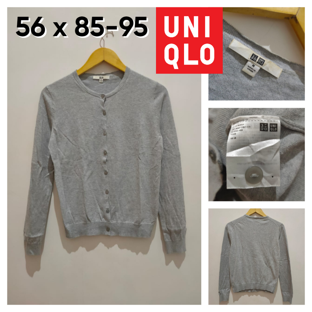 Jual Cardigan Uniqlo Abu Semi Crop O Neck Size S Fit M Sweater Cardi