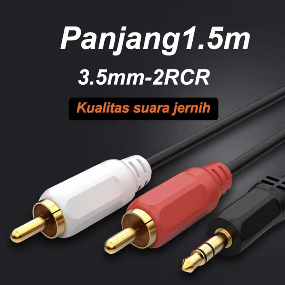 Jual Kabel Audio RCA 1x2 Jack 3,5mm 1-2 AUX 1 ke 2 Jek Kabel Panjang 1 ...