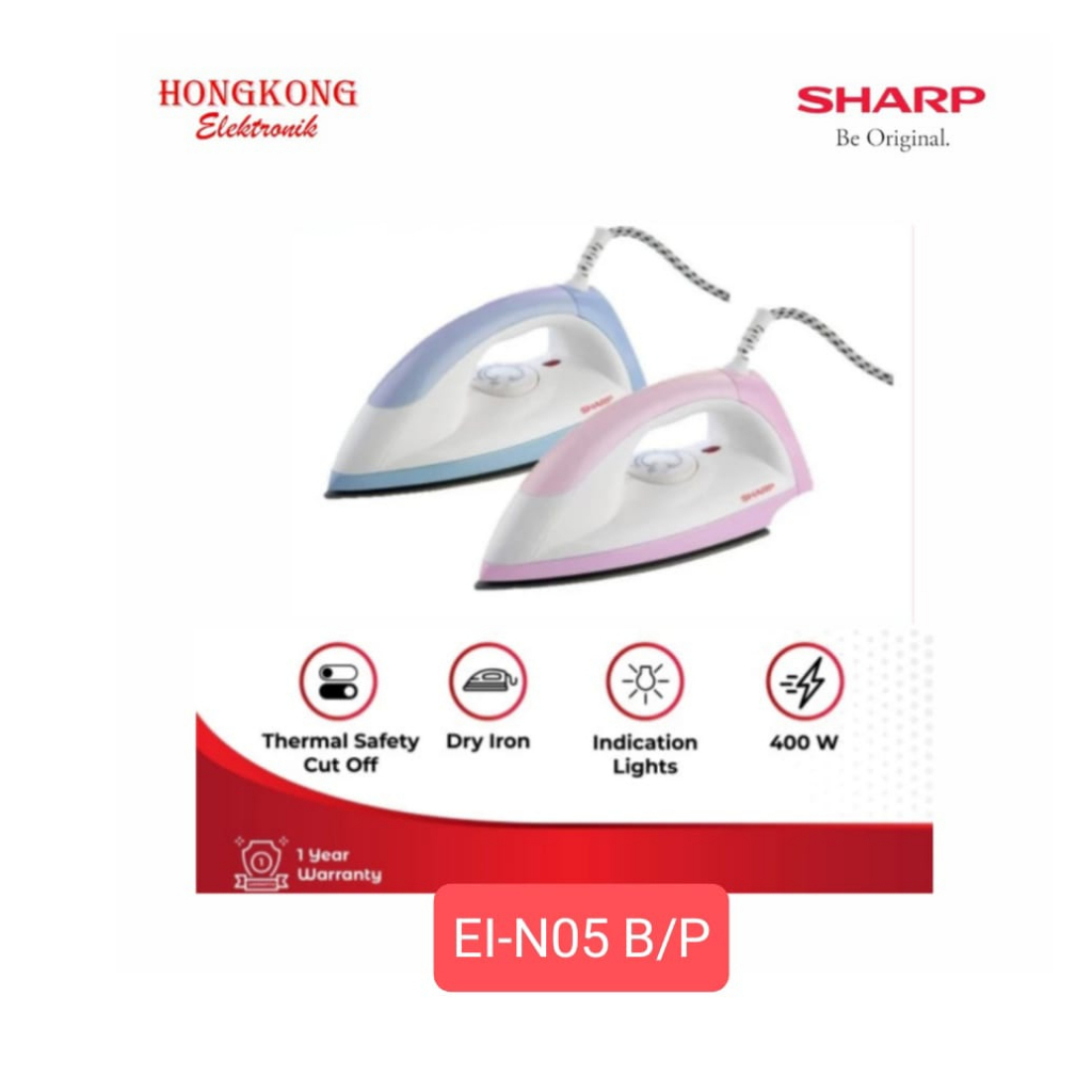 Jual Sharp Setrika Listrik EI-N05-P/B, Electric Iron, 400 Watt, Smart ...
