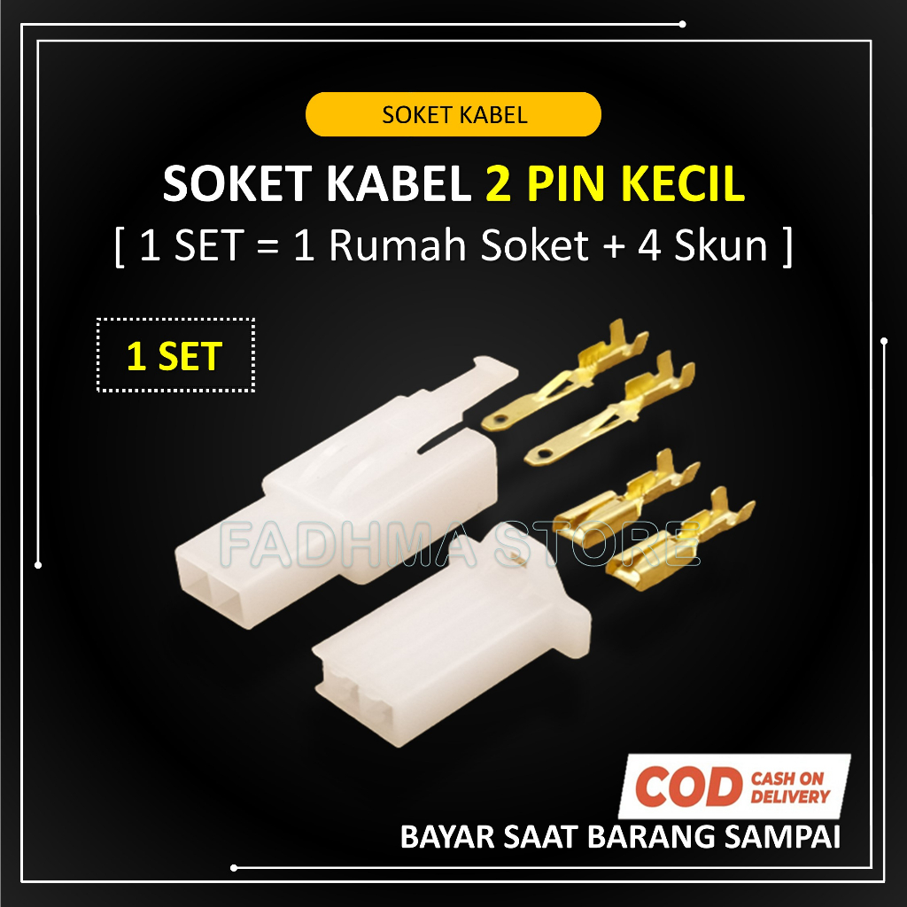 Jual Soket Kabel Motor 2 Pin KECIL 1 SET Lengkap Dengan Skun Kabel ...