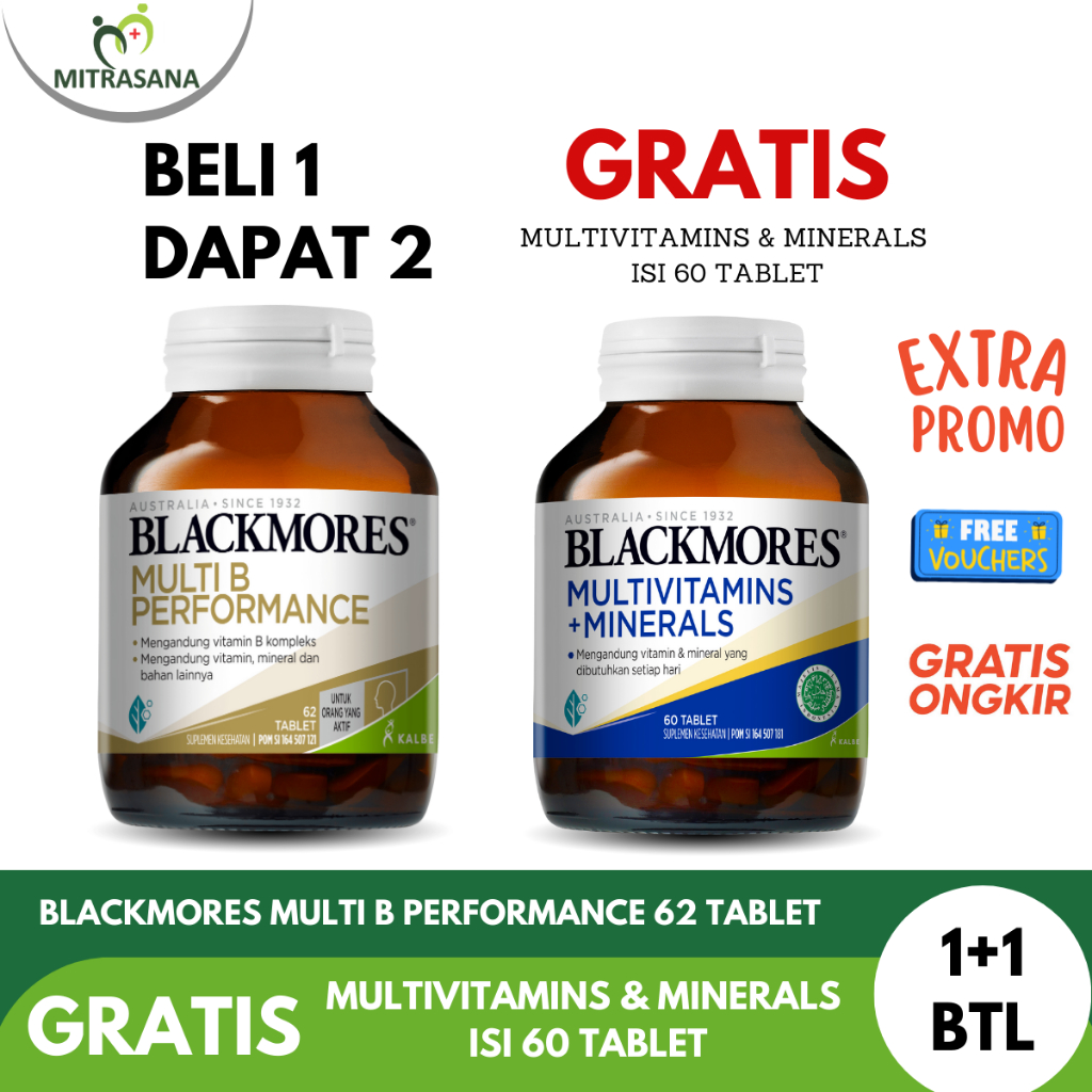 Jual Blackmores Multi B Performance 62 Gratis Blackmores Multivitamins ...