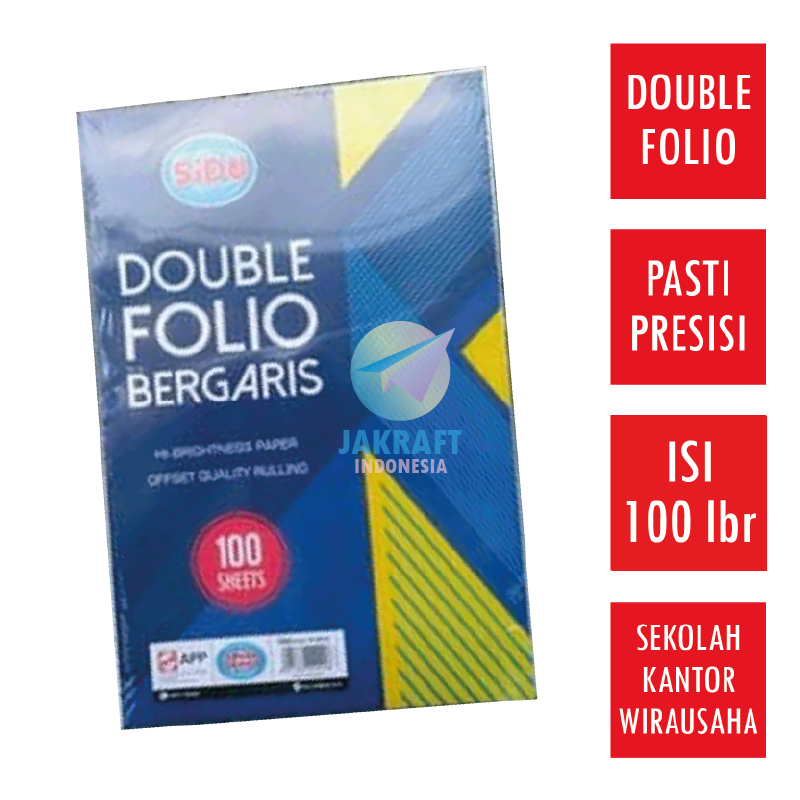 Jual (100 Pcs) Kertas Double Folio Bergaris Isi 100 Lembar Sinar Dunia ...