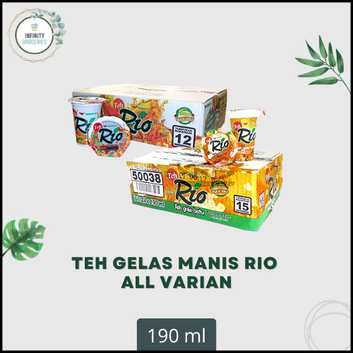 Jual TEH GELAS MANIS RIO ALL VARIAN 190 ML MURAH !! - ORIGINAL | Shopee ...