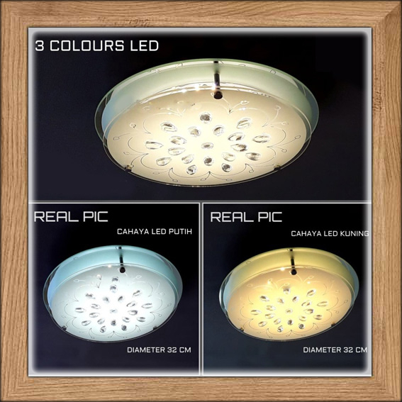 Jual Lampu hias plafon round ceiling MINIMALIS LED 3 sinar cahaya WARNA ...