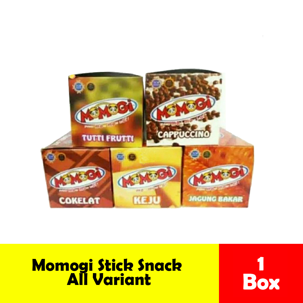 Jual Momogi Snack Kemasan Box Isi 20 Pcs Coklat Jagung Bakar Keju