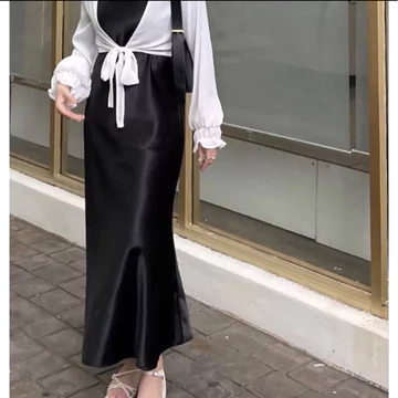 Rok Satin Lilit Midi Skirt Marmaid Maxi Korea Panjang Bahan Velvet Maxmara Roberto Cavali Pesta