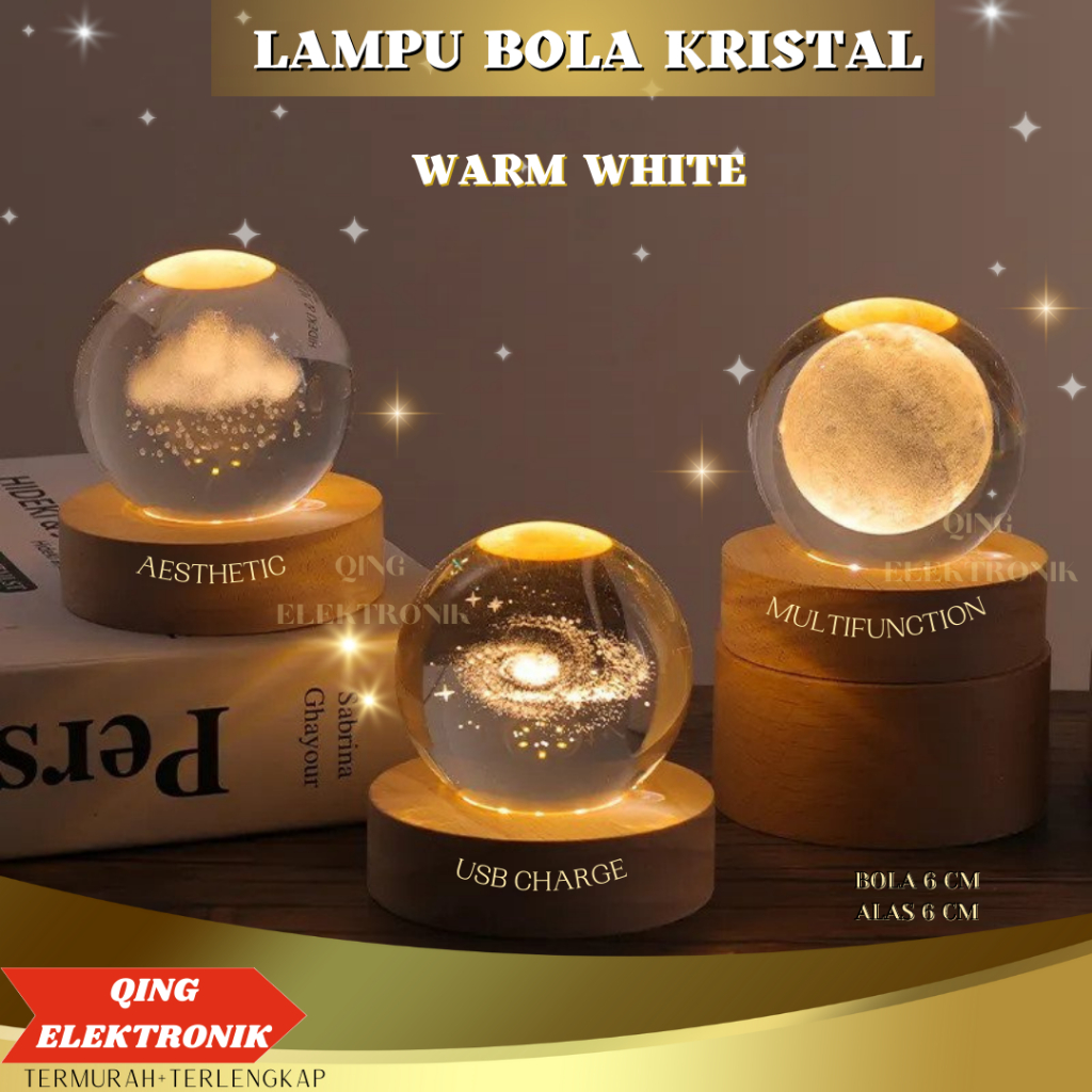 Jual Lampu Hias LED Bulat Kristal Mini Hiasan Kamar Tidur Aesthetic